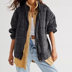 Free People Quilted Dolman Jacket Black Large